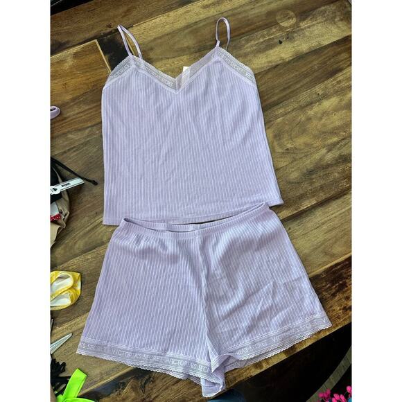 NWT Victoria's Secret Purple Lace-Trim Pointelle Cami & Shorts Set Size Medium - Picture 4 of 10